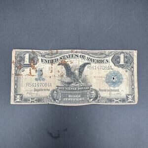 1899 $1 One Dollar Black Eagle Silver Certificate Large Currency Note Poor Cond.